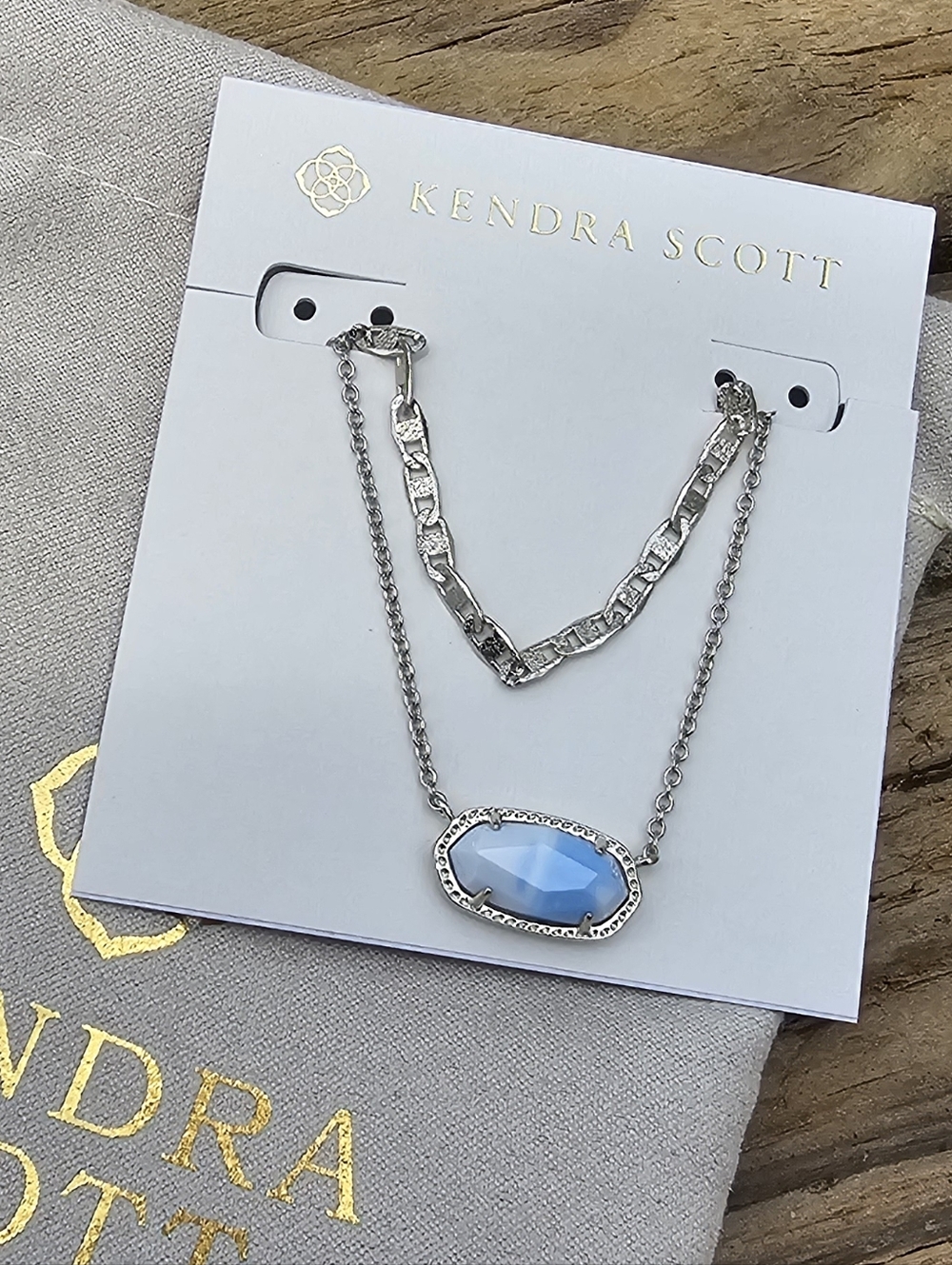 Kendra Scott Elisa Layered Necklace with Light Blue Stone